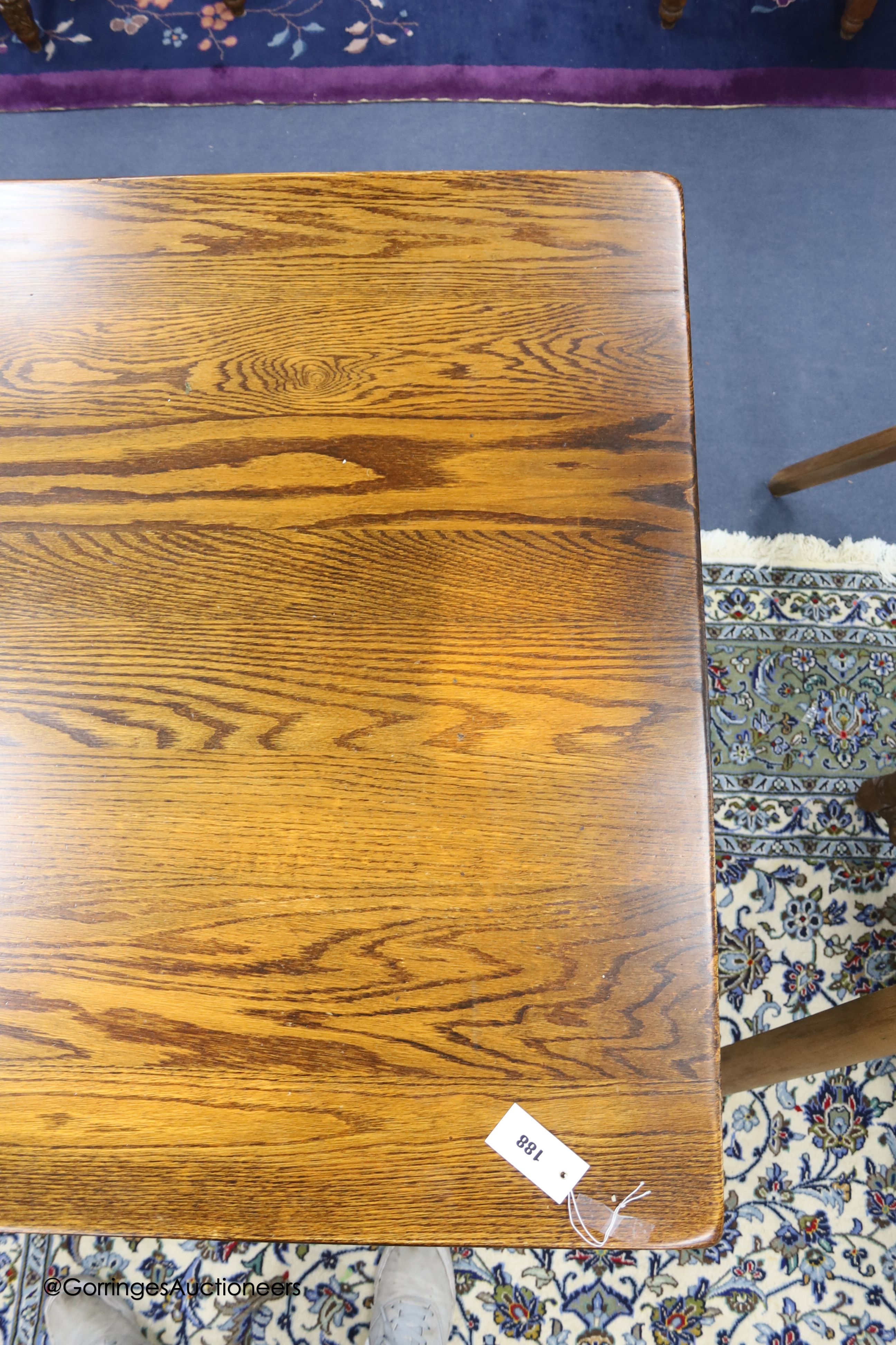 A reproduction 18th century style oak refectory table, width 310cm depth 91cm height 76cm